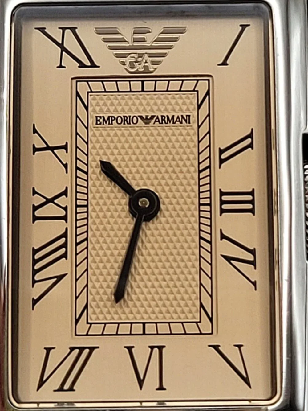 Emporio Armani Tank Watch. Swiss Parts. Genuine Leather Strap. Original Box.